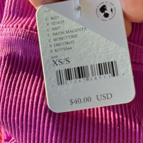 Nwt free people neon magenta happiness runs biker ribbed shorts - Picture 4 of 5